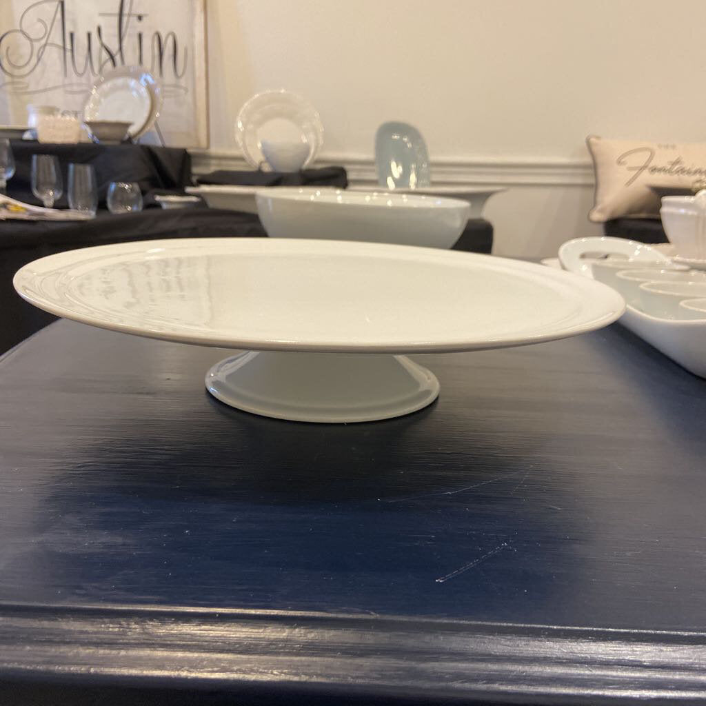 Whiteware Pedestal Cake Plate