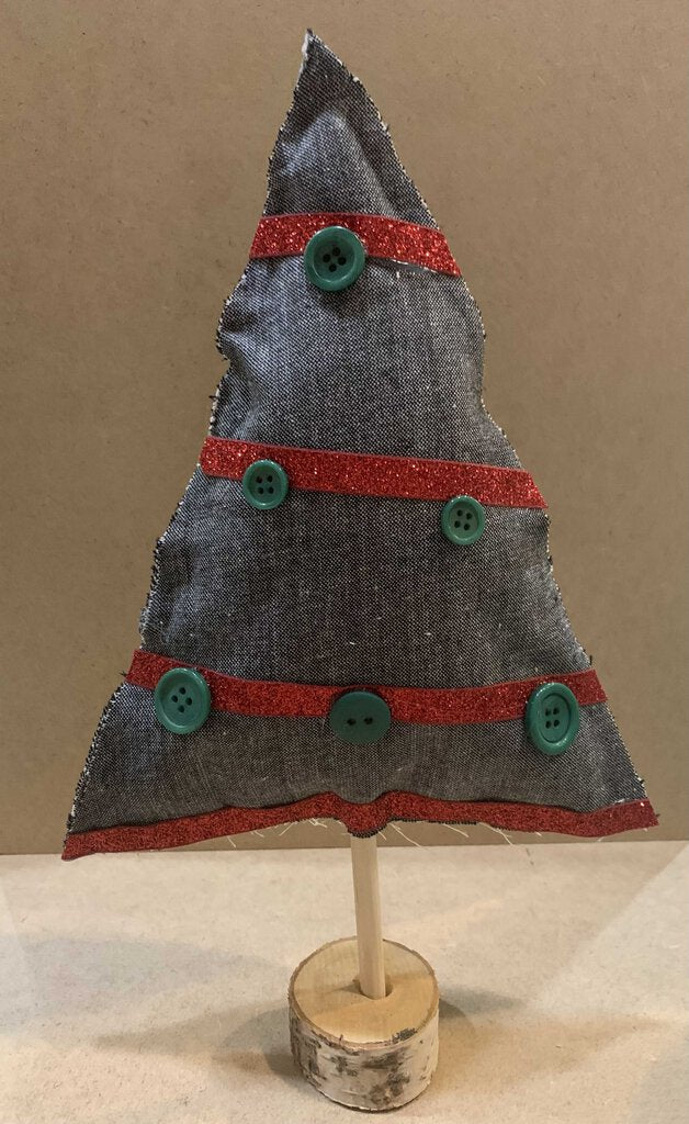 Gray With Red and Green Fabric Tree