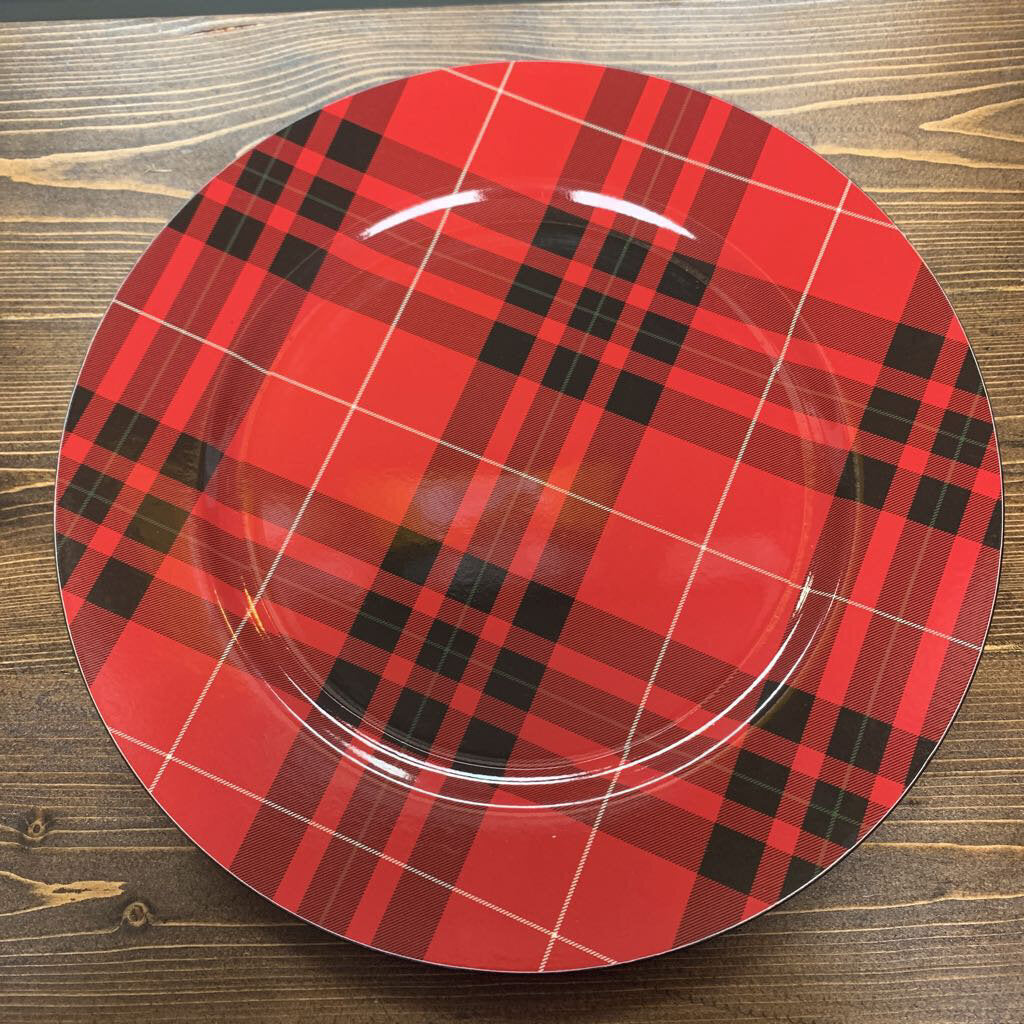 Red and Black Plaid Plates