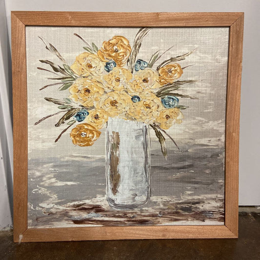 Southern Cotton Mill Yellow Flowers Canvas 24X24