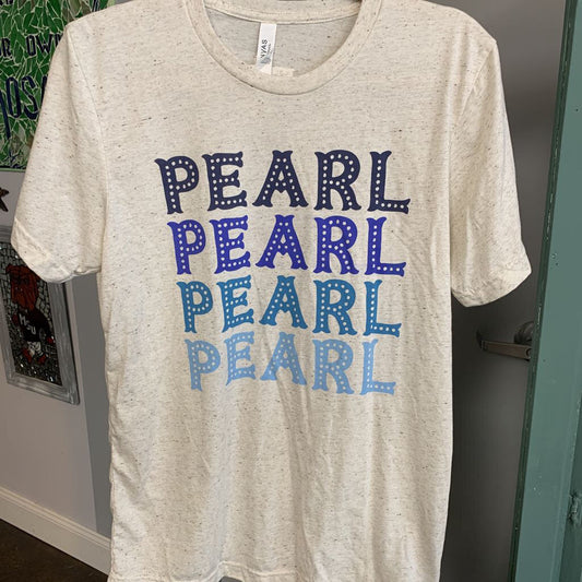 Pearl Vegas/ Gray T shirt with Blue writing