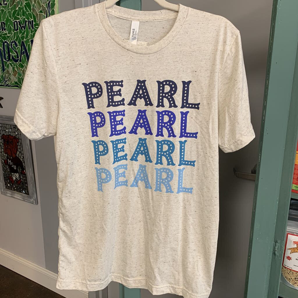 Pearl Vegas/ Gray T shirt with Blue writing