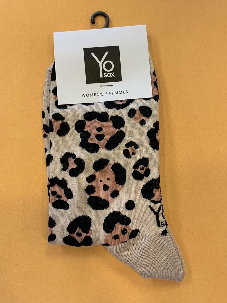 Women's Crew Sock, Leopard Skin