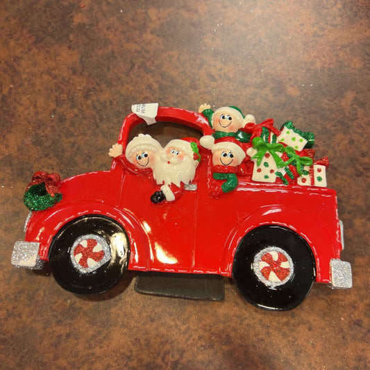 Holiday Ornament- Santa's Truck Family of 4