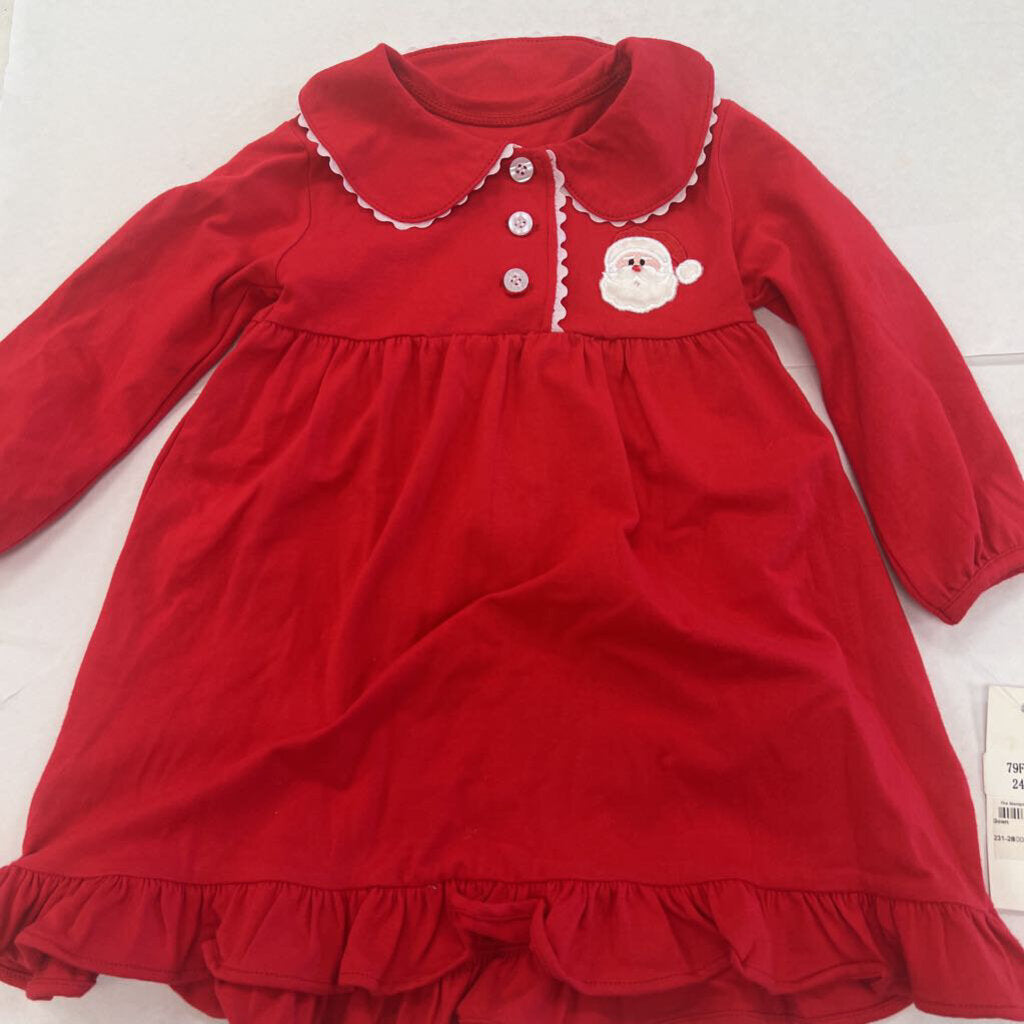 Red Long Sleeve Santa Gown-24mo