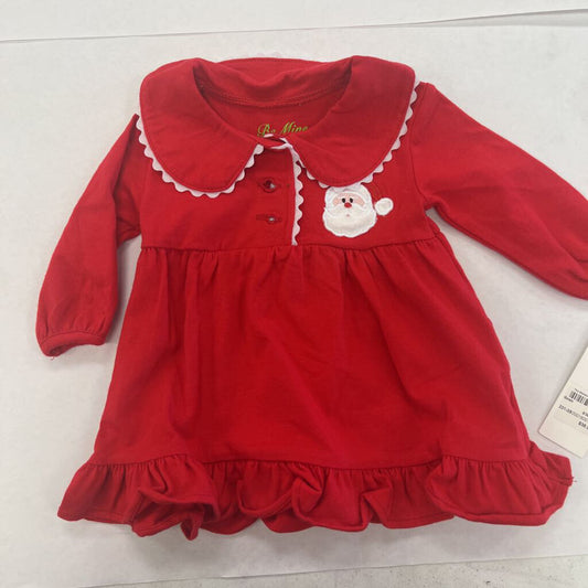 Red Long Sleeve Santa Gown-3mo