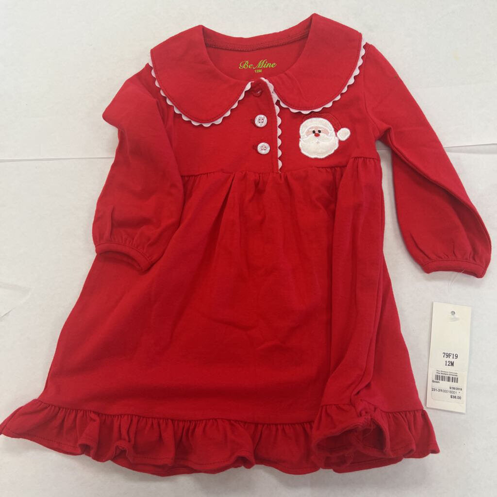 Red Long Sleeve Santa Gown-12mo