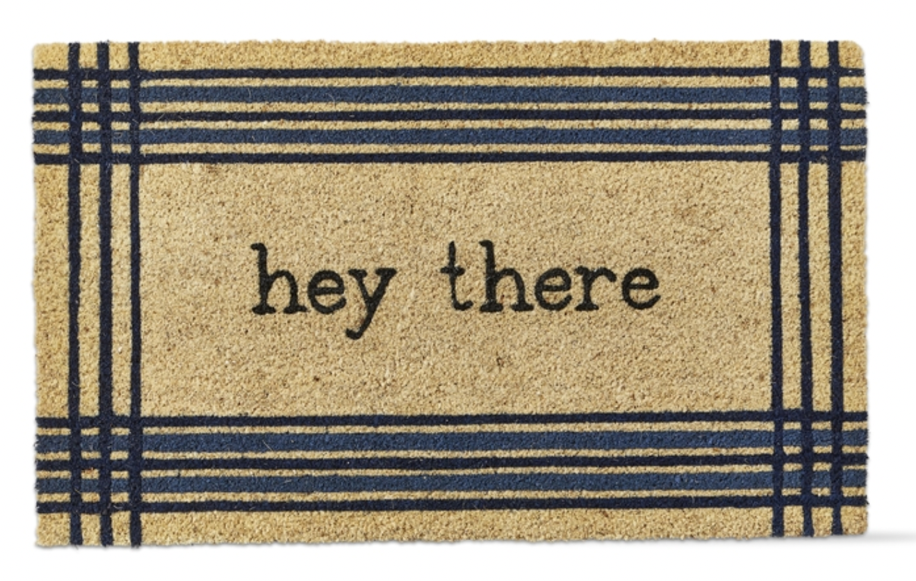 "Hey There" Checked Coir Mat