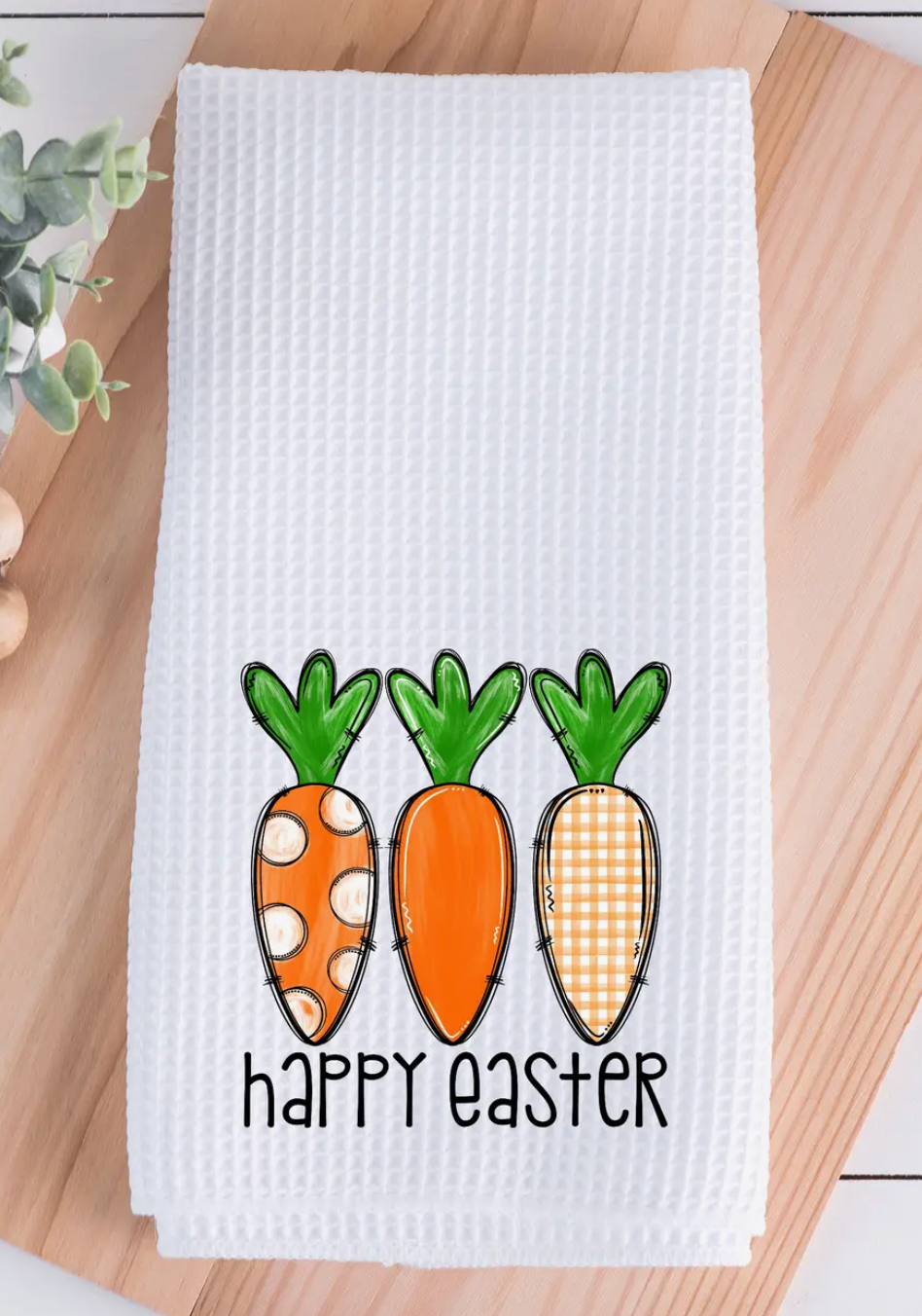Happy Easter Carrots Kitchen Dish Towel