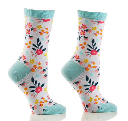 Women's Crew Sock, Spring Florals