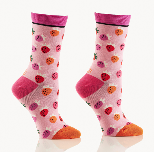 Women's Crew Sock, Strawberries