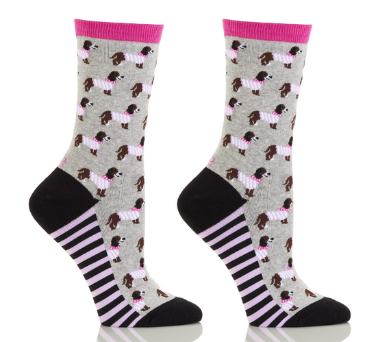 Women's Crew Sock, Stripe Dog