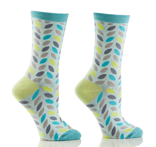 Women's Crew Sock, Geo Leaves