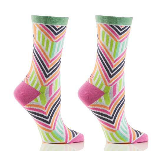 Women's Crew Sock, Geo Stripes
