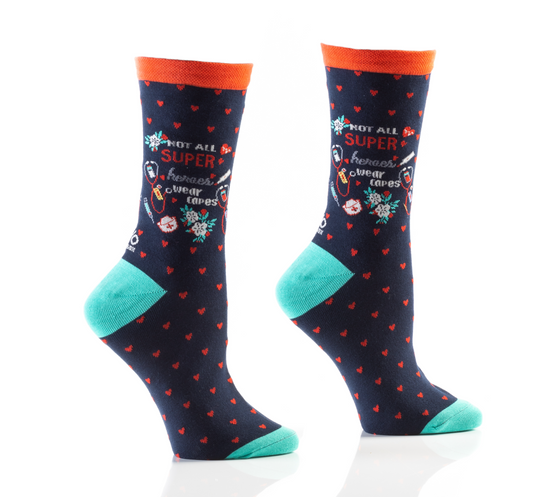 Women's Crew Sock, Super Hero Nurse