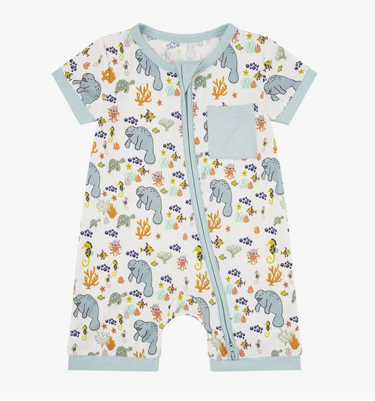 Manatee Bamboo Baby Shortie Romper