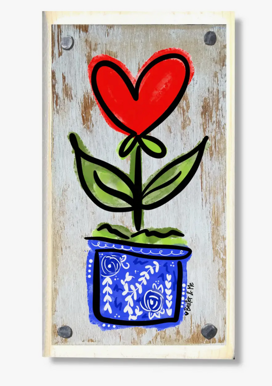 Heart Blue Willow Happy Block